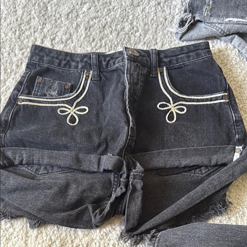 One Teaspoon Black Denim Shorts